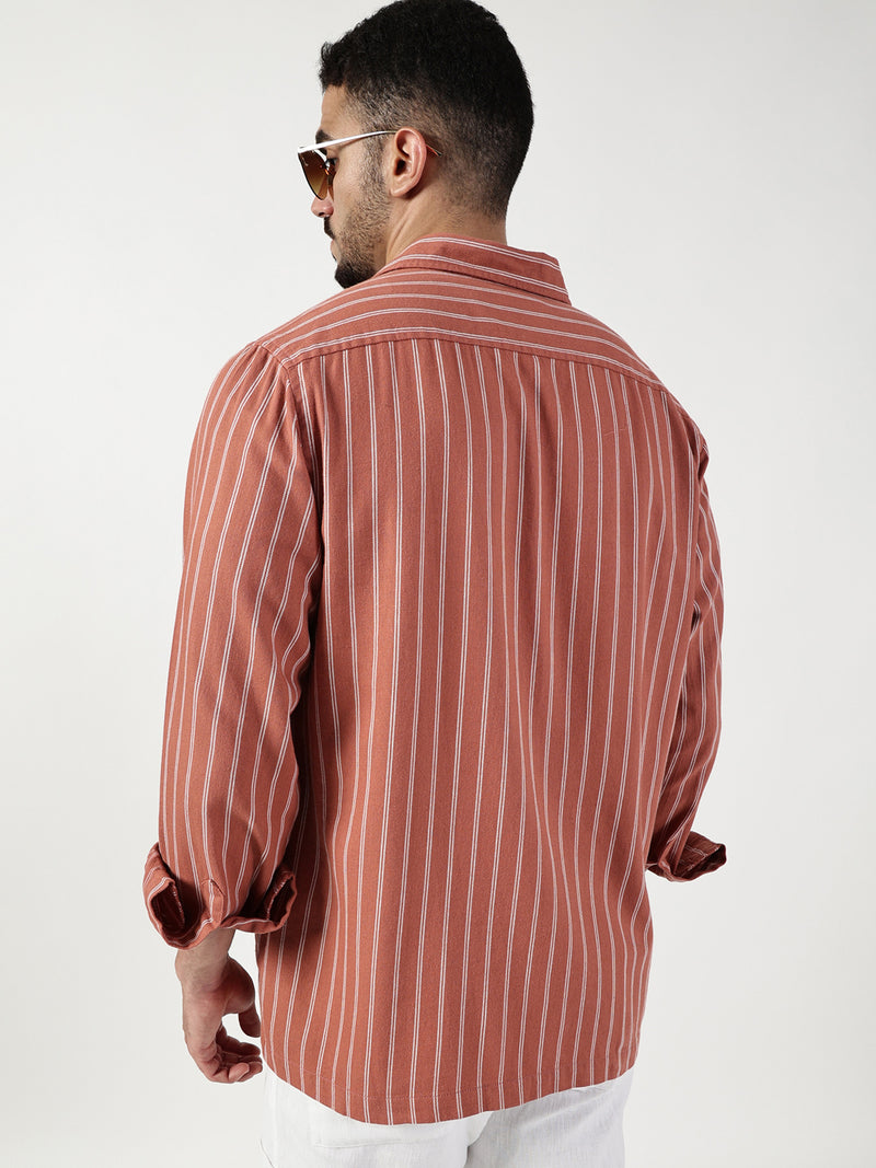 Thomas Scott Men Premium Slim Fit Opaque Striped Casual Shirt