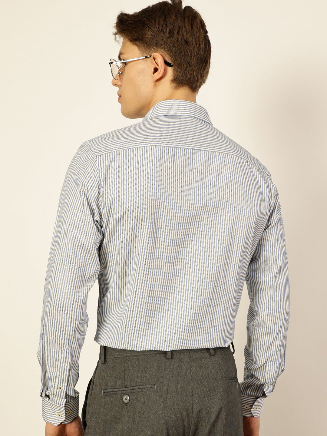 Thomas Scott Men Smart Pinstripes Opaque Striped Formal Shirt