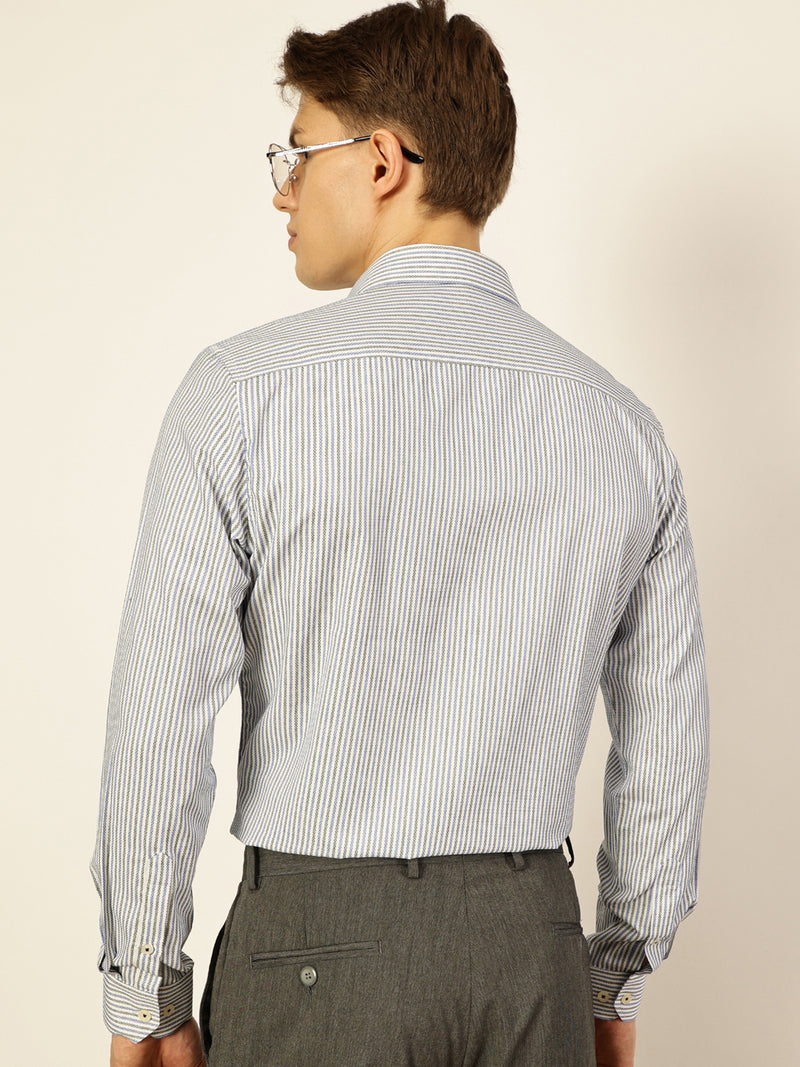 Thomas Scott Men Smart Pinstripes Opaque Striped Formal Shirt
