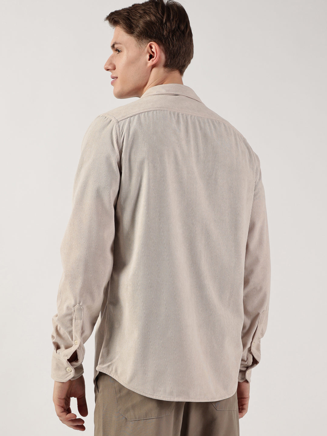 Thomas Scott Men Premium Slim Fit Opaque Corduroy Casual?Shirt