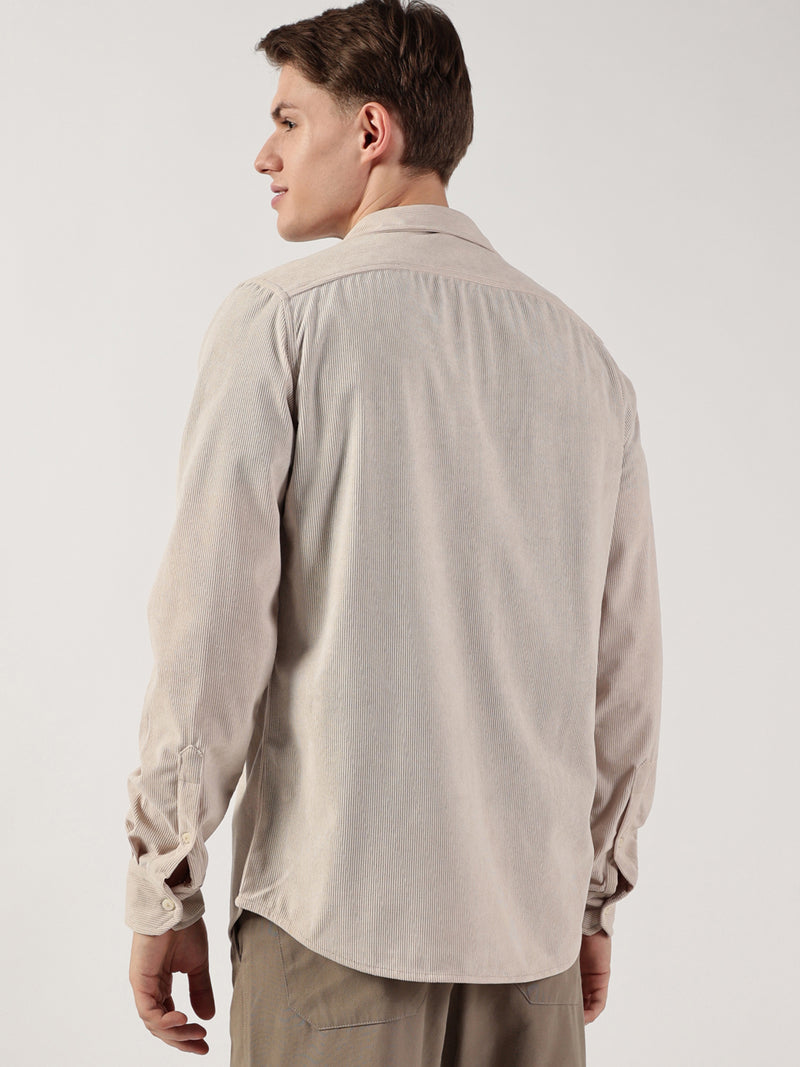 Thomas Scott Men Premium Slim Fit Opaque Corduroy Casual?Shirt
