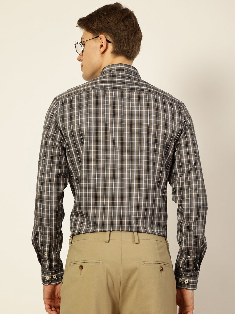Thomas Scott Men Smart Tartan Checks Opaque Checked Formal Shirt