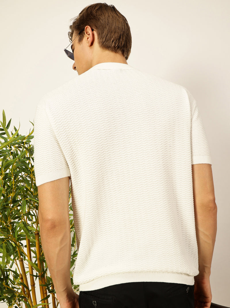 Thomas Scott Men Knit Polo Collar T-shirt