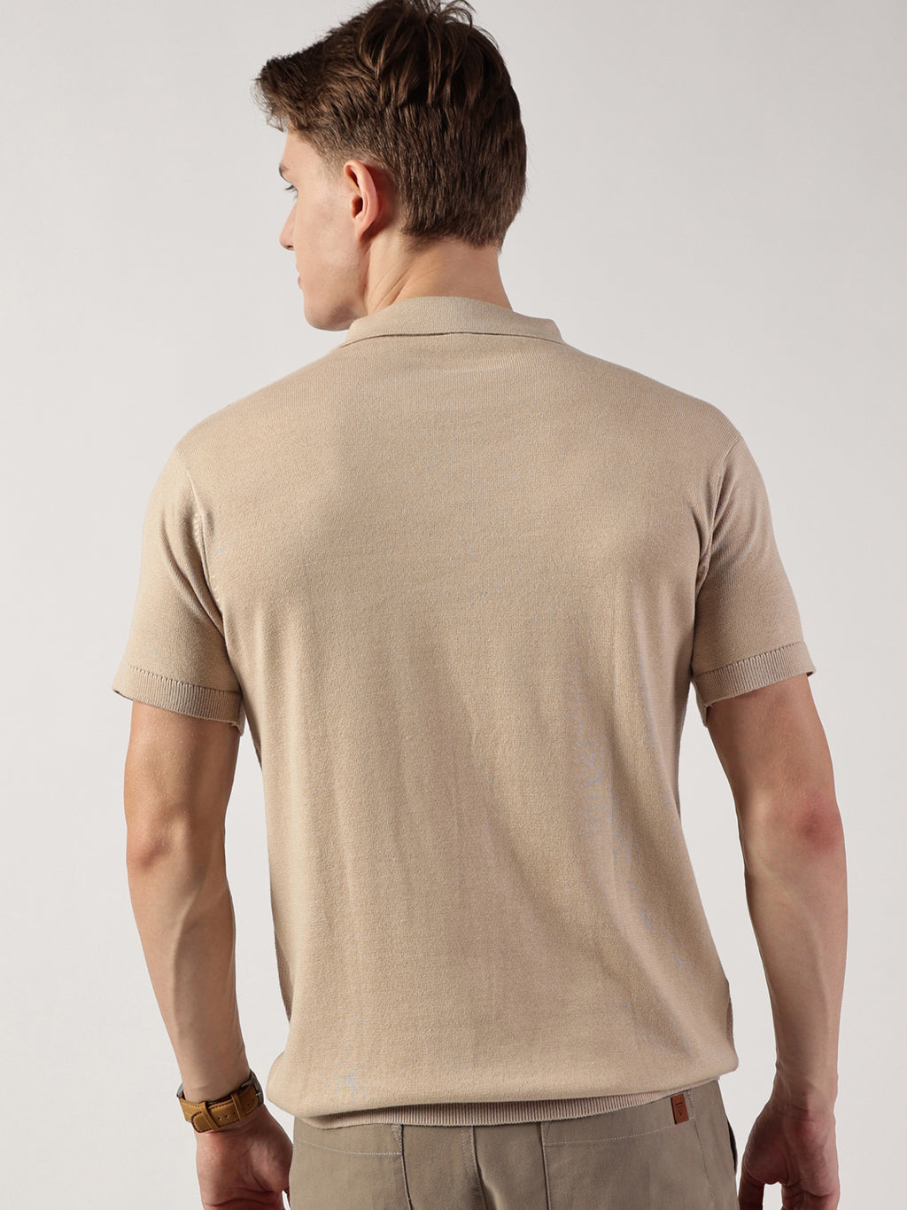 Thomas Scott Men Self Design Polo Collar Cotton T-shirt