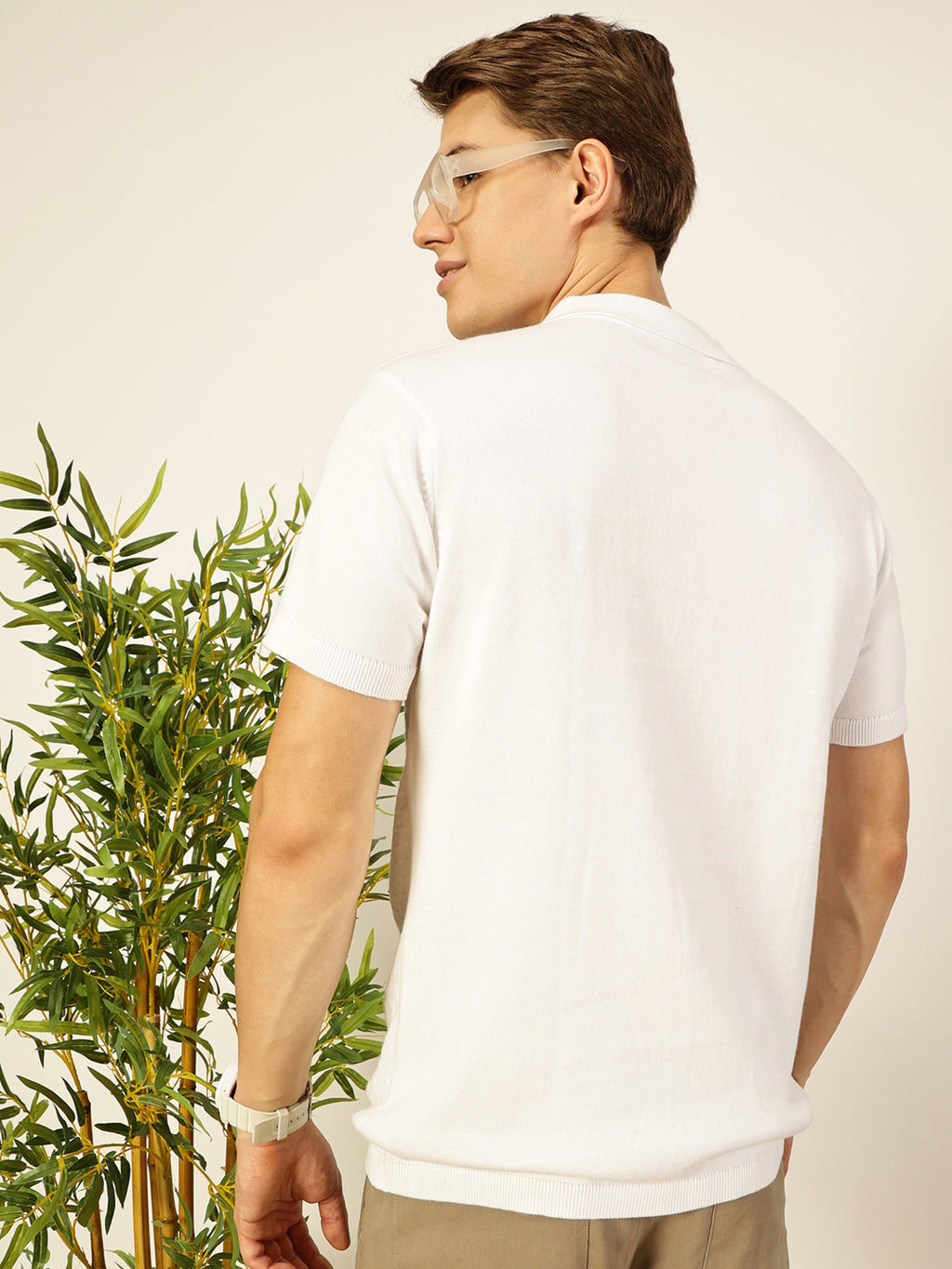 Thomas Scott Men Bio Finish Self Design Polo Collar Cotton T-shirt