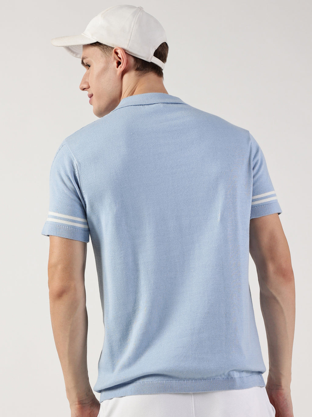 Thomas Scott Men Self Design Polo Collar Cotton T-shirt