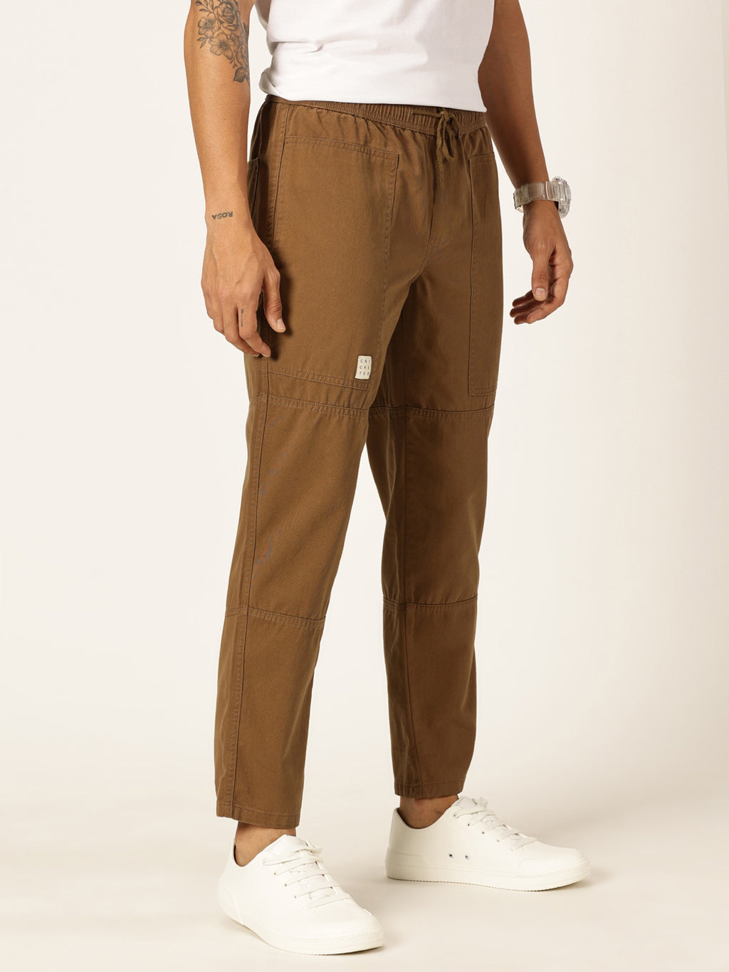 Thomas Scott Men Relaxed Loose Fit Mid-Rise Pure Cotton Trousers