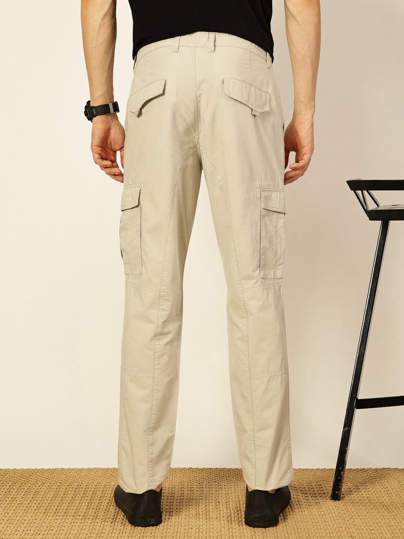 Thomas Scott Men Smart Cotton Regular Fit Cargos Trousers