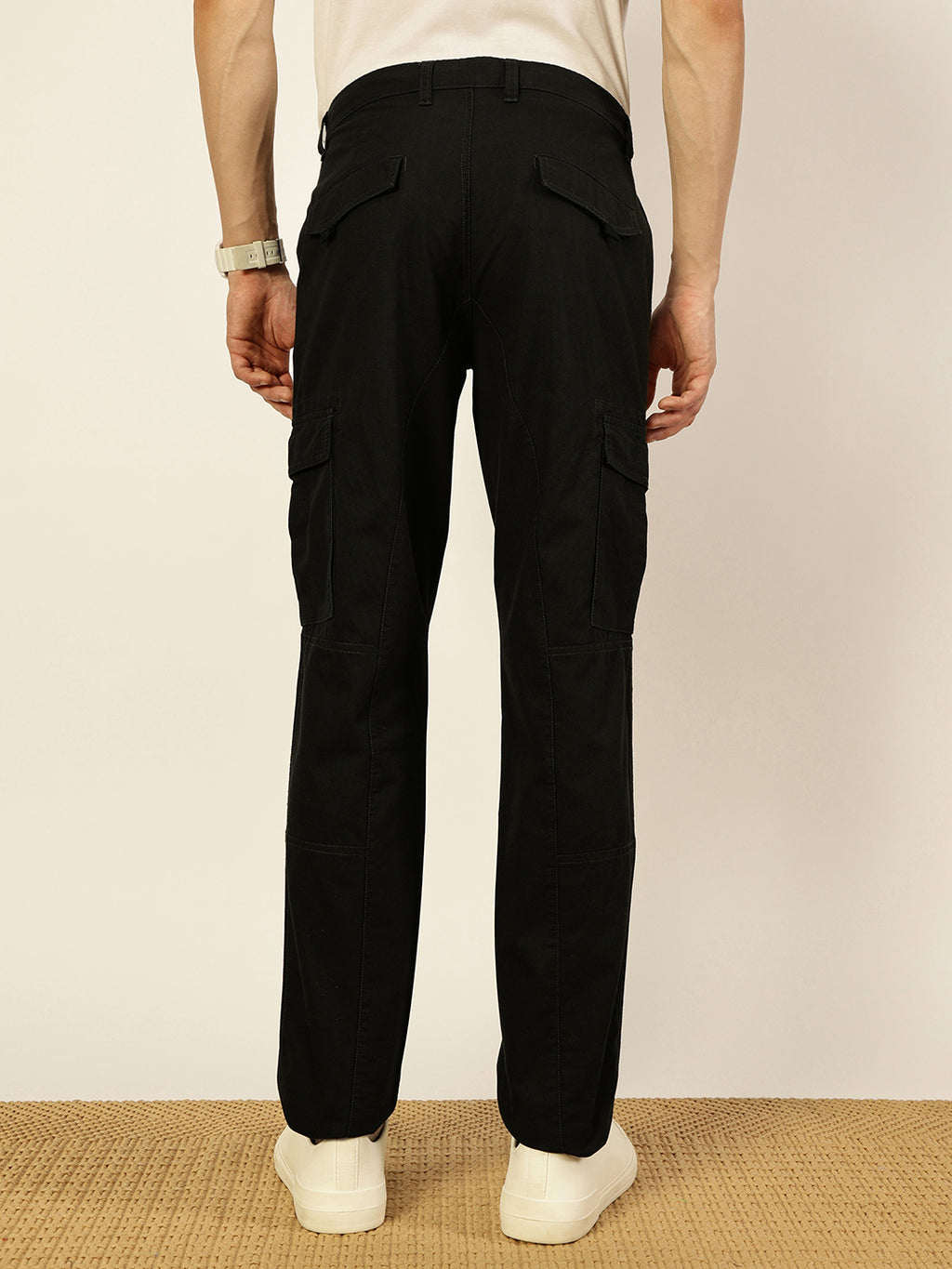 Thomas Scott Men Smart Straight Fit Easy Wash Cotton Cargo Trouser