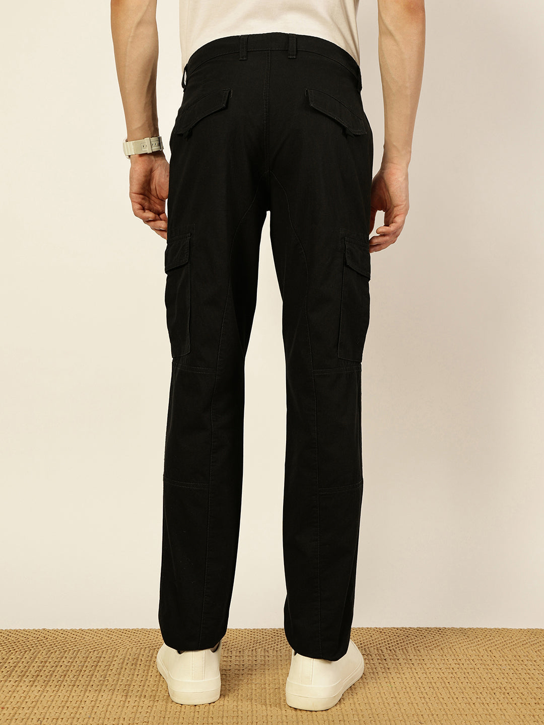 Thomas Scott Men Smart Straight Fit Easy Wash Cotton Cargo Trouser