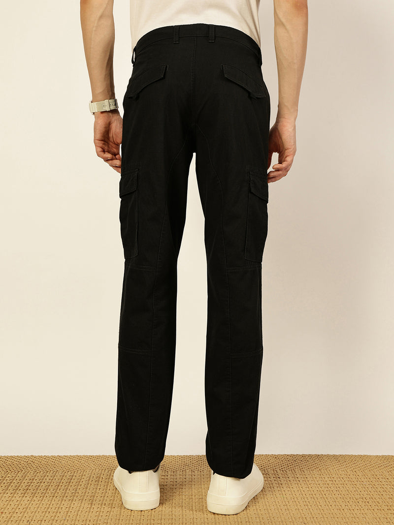 Thomas Scott Men Smart Straight Fit Easy Wash Cotton Cargo Trouser