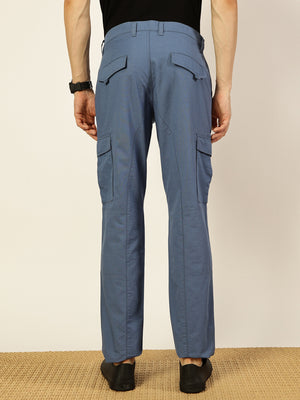 Thomas Scott Men Smart Straight Fit Easy Wash Cotton Cargo Trouser