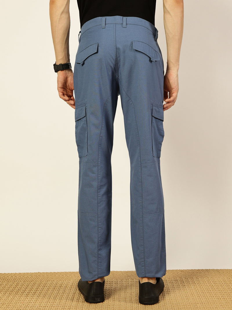 Thomas Scott Men Smart Straight Fit Easy Wash Cotton Cargo Trouser
