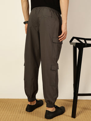 Thomas Scott Men Casual Loose Fit Mid-Rise Cotton Wrinkle Free Solid Joggers Trousers