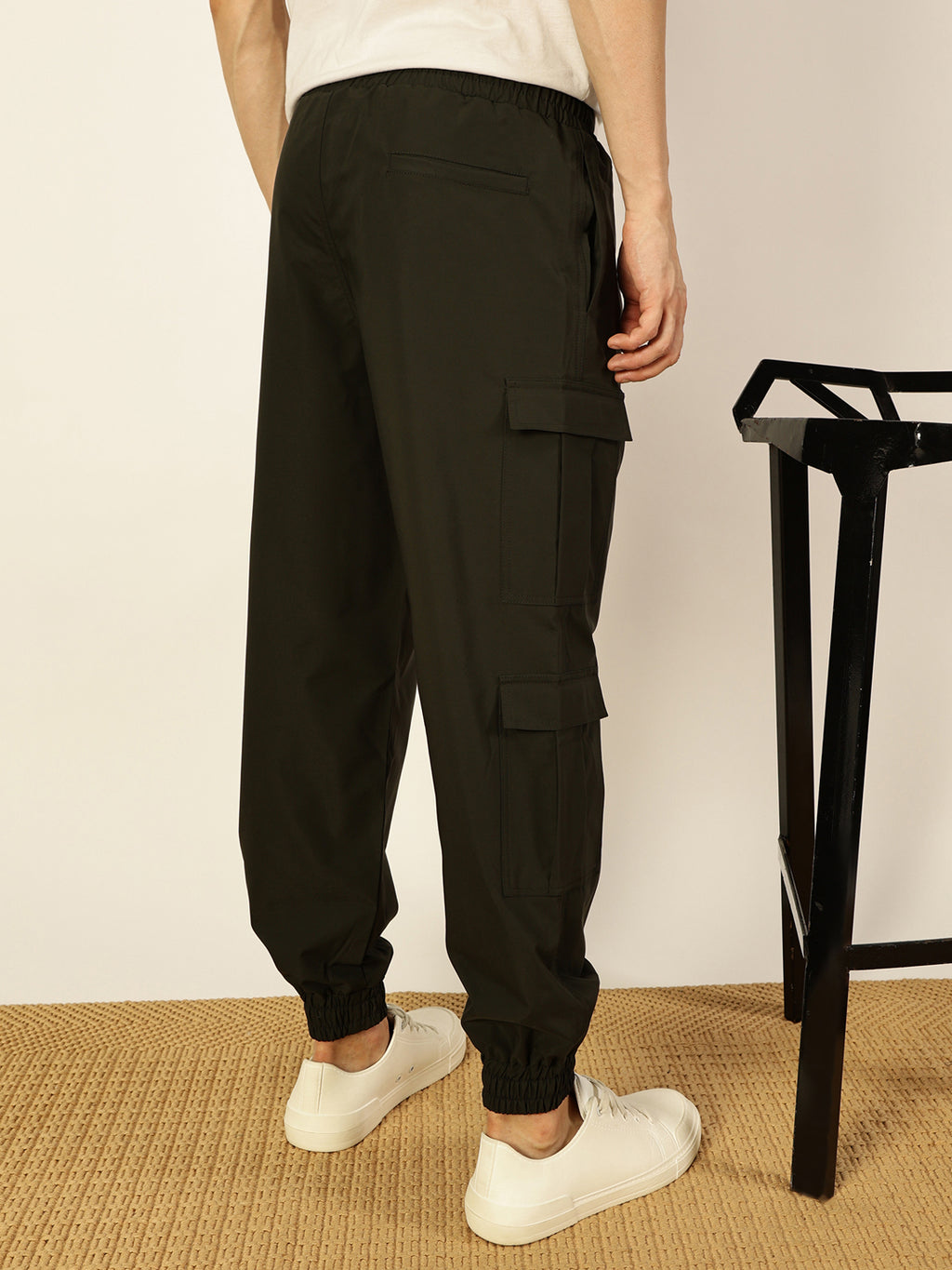 Thomas Scott Men Smart Loose Fit Wrinkle Free Cargo Joggers Trousers