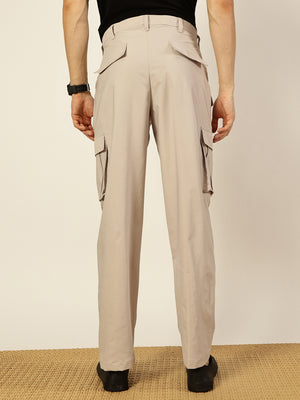 Thomas Scott Men Smart Loose Fit Easy Wash Pleated Cargos Trousers