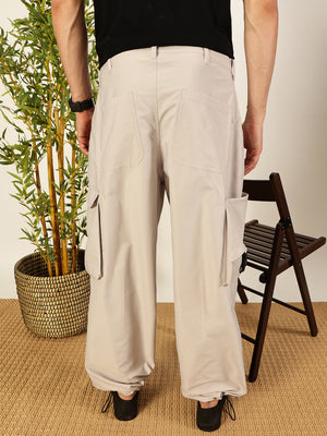 Thomas Scott Men Grey Classic Loose Fit Regular Cargos Trousers