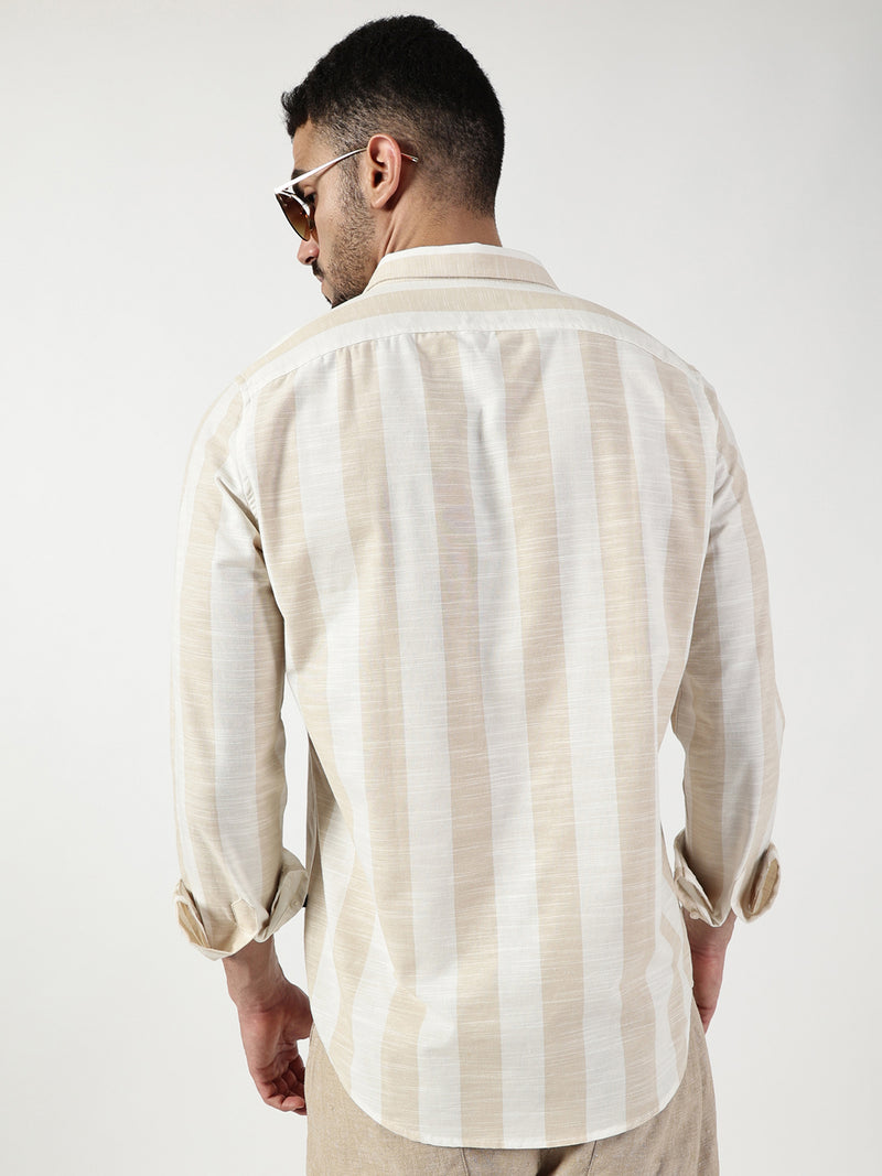 Thomas Scott Men Premium Slim Fit Opaque Striped Casual Shirt