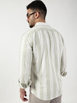 Thomas Scott Men Premium Slim Fit Opaque Striped Casual Shirt