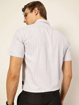 Thomas Scott Men Smart Gingham Checks Opaque Checked Formal Shirt