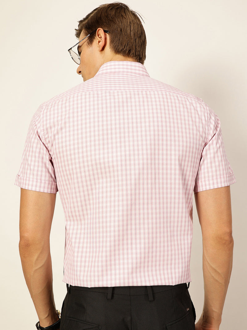 Thomas Scott Men Smart Gingham Checks Opaque Checked Formal Shirt