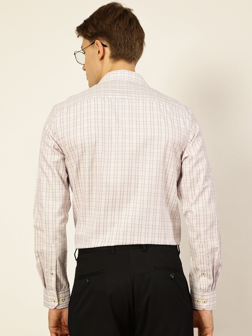 Thomas Scott Men Smart Windowpane Checks Opaque Checked Formal Shirt