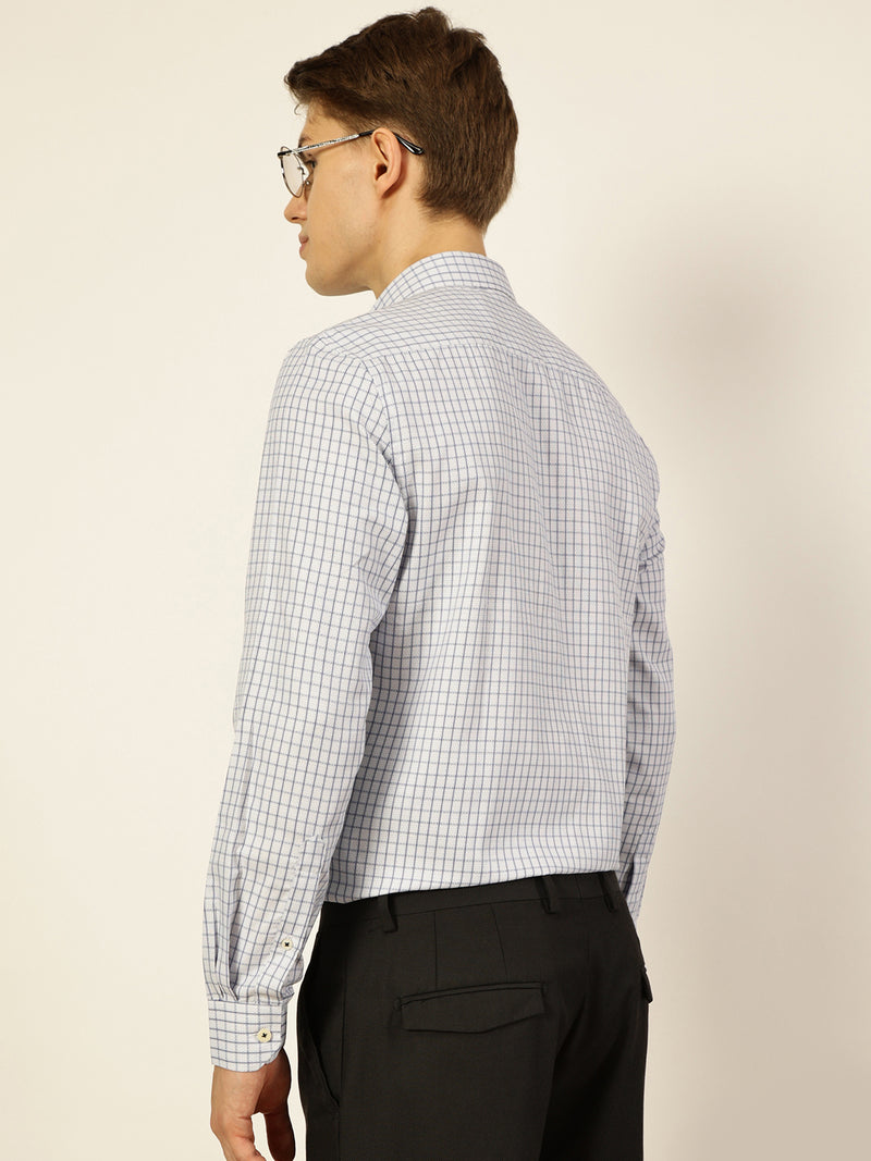Thomas Scott Men Smart Gingham Checks Opaque Checked Formal Shirt