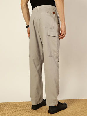 Thomas Scott Men Pure Cotton Classic Straight Fit Easy Wash Cargos Trousers