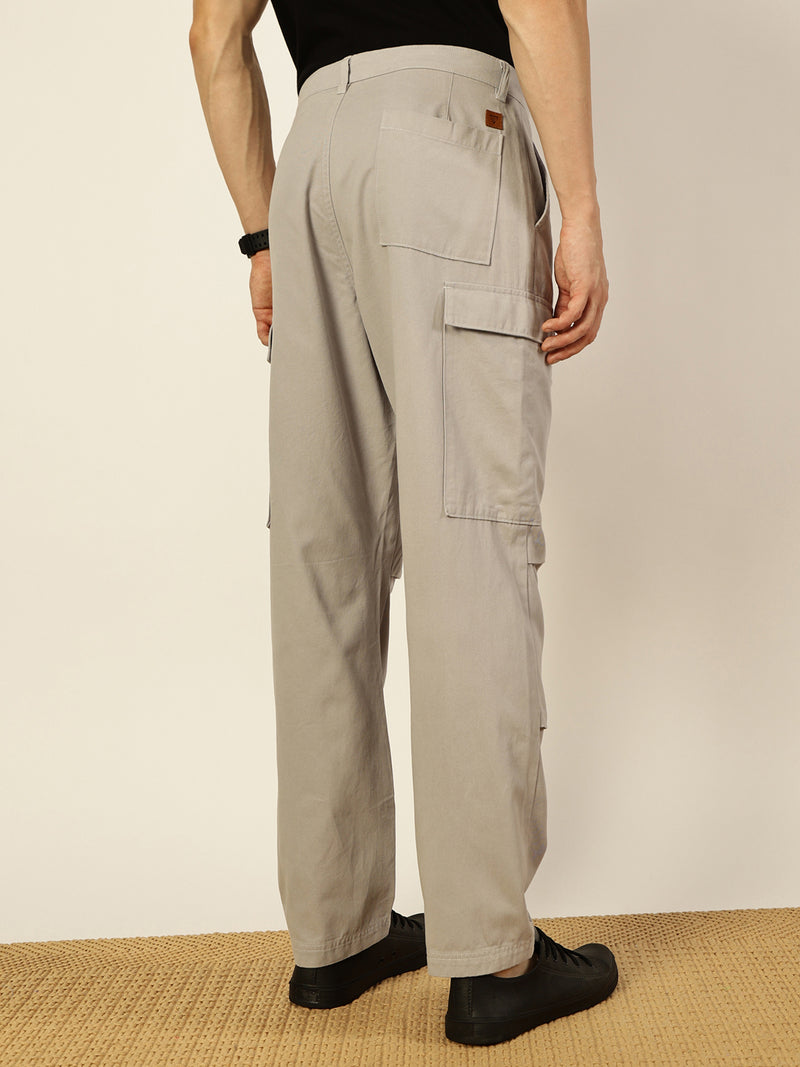 Thomas Scott Men Pure Cotton Classic Straight Fit Easy Wash Cargos Trousers