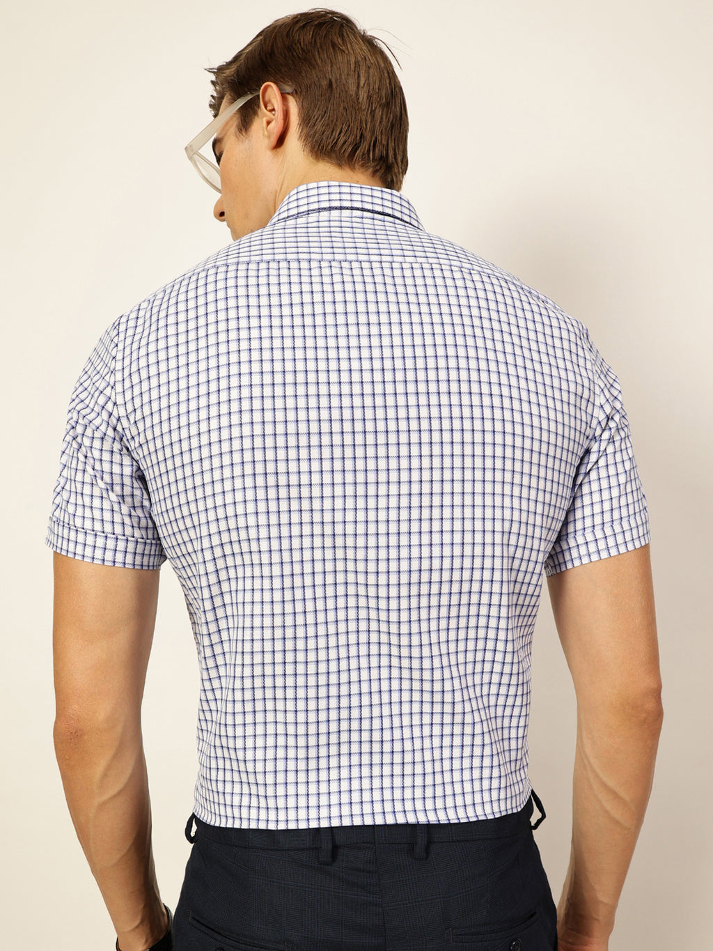 Thomas Scott Men Smart Gingham Checks Opaque Checked Formal Shirt