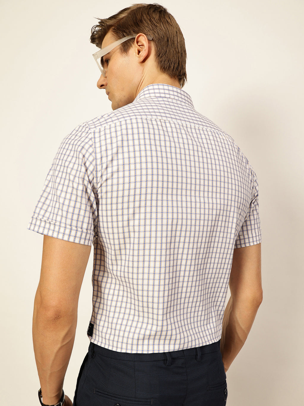 Thomas Scott Men Smart Gingham Checks Opaque Checked Formal Shirt