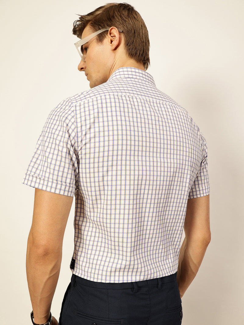 Thomas Scott Men Smart Gingham Checks Opaque Checked Formal Shirt