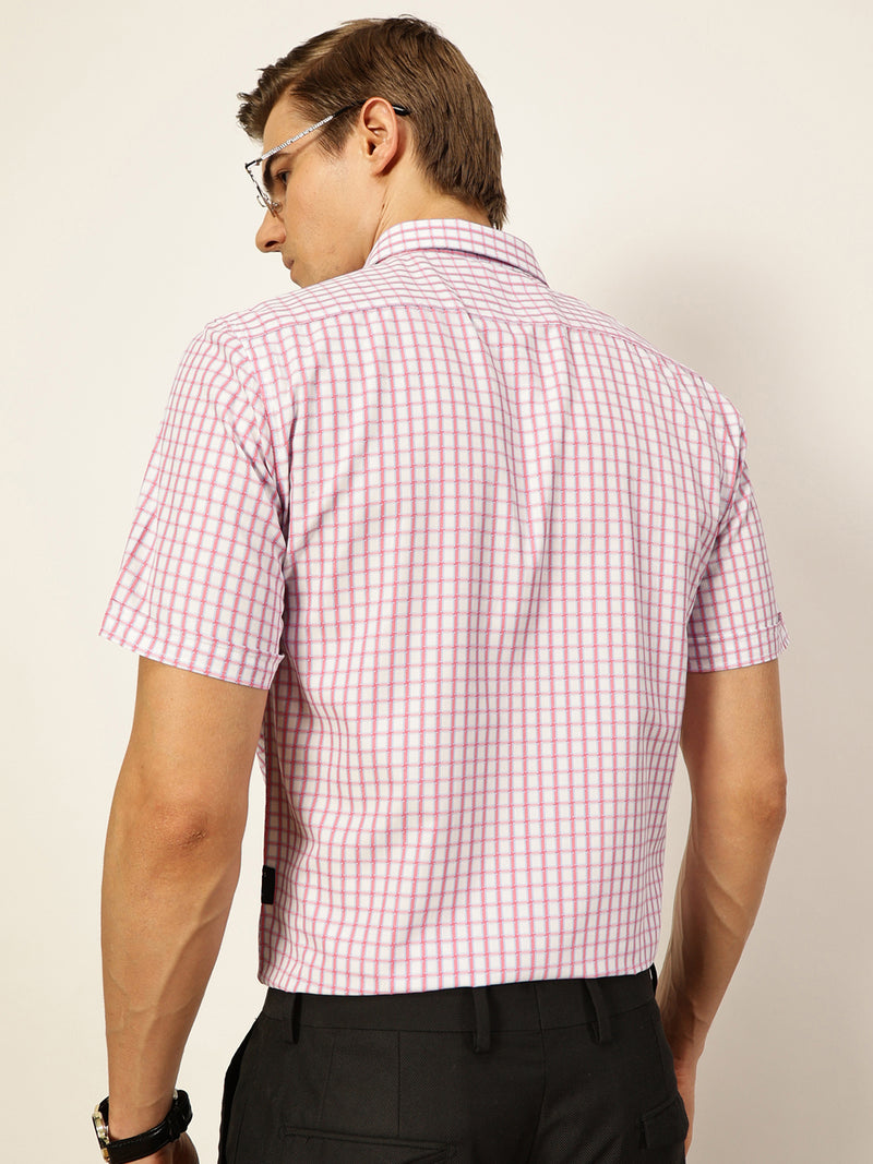 Thomas Scott Men Smart Gingham Checks Opaque Checked Formal Shirt