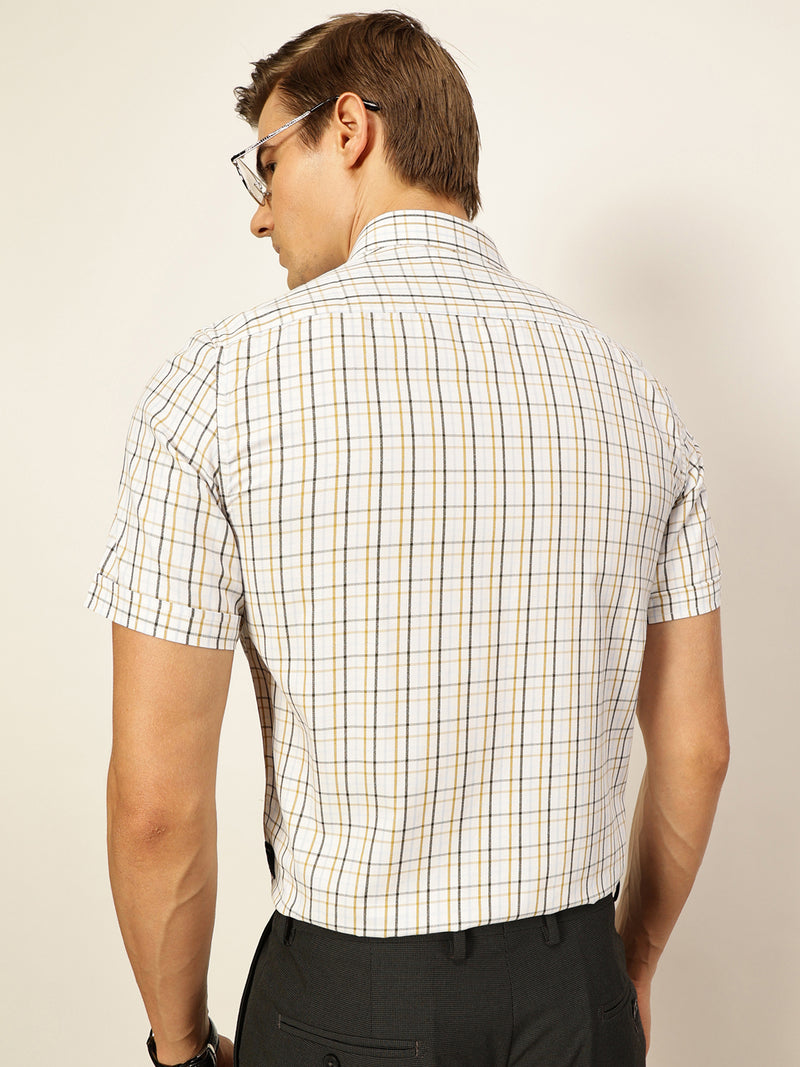 Thomas Scott Men Smart Tartan Checks Opaque Checked Formal Shirt
