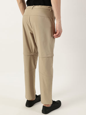 Thomas Scott Men Beige Relaxed Straight Fit Convertible Trousers