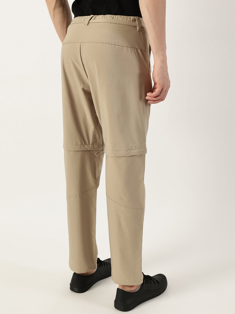 Thomas Scott Men Beige Relaxed Straight Fit Convertible Trousers