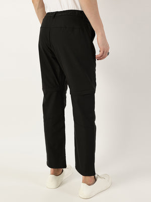 Thomas Scott Men Black Relaxed Straight Fit Convertible Trousers