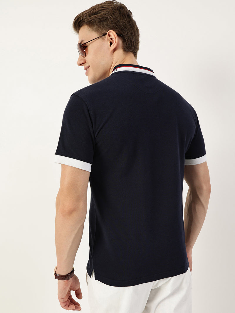 Thomas Scott Men Navy Polo Collar T-shirt