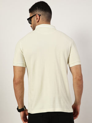 Thomas Scott Men Cream Polo Collar T-shirt