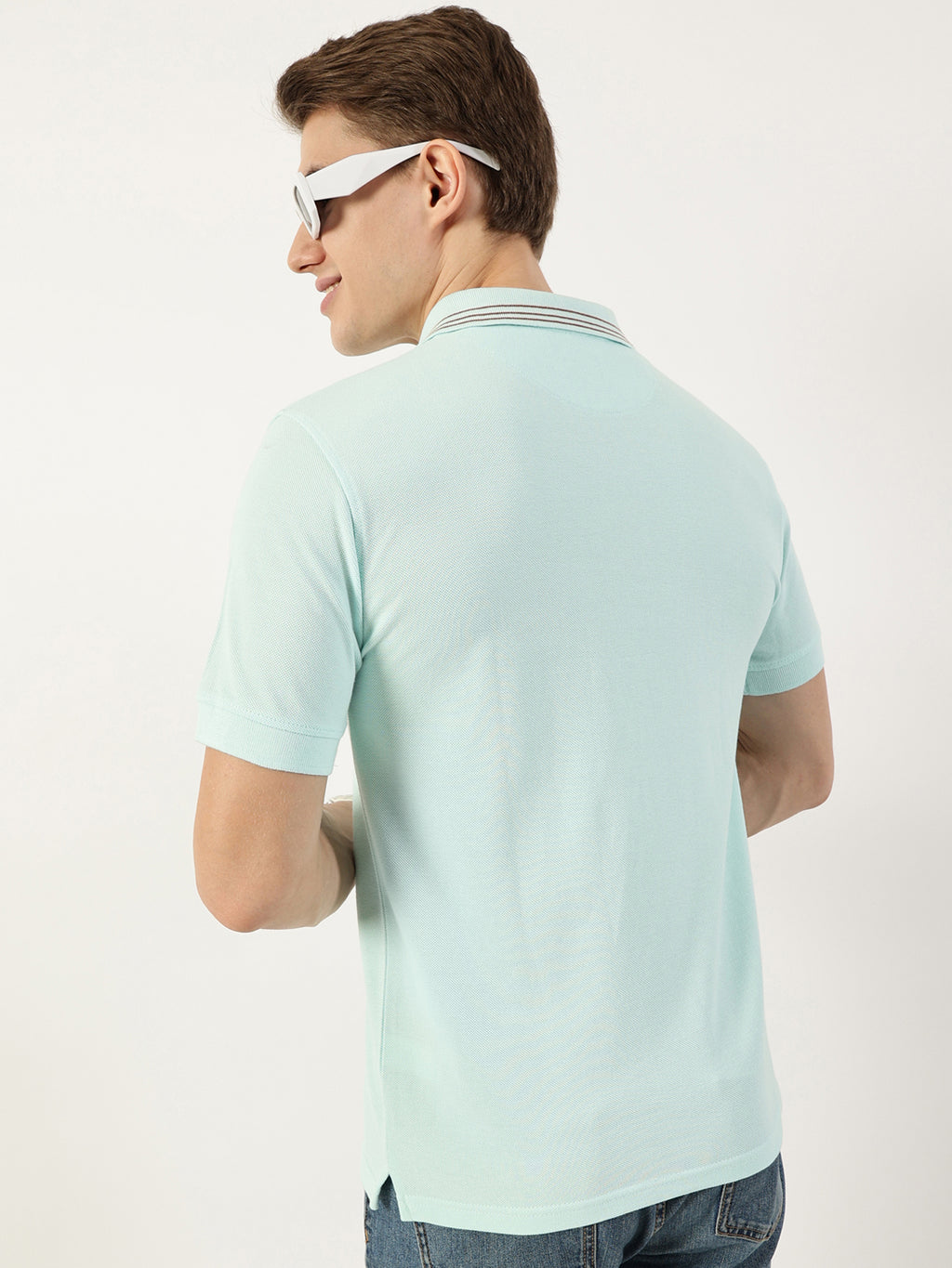 Thomas Scott Men Aqua Polo Collar T-shirt