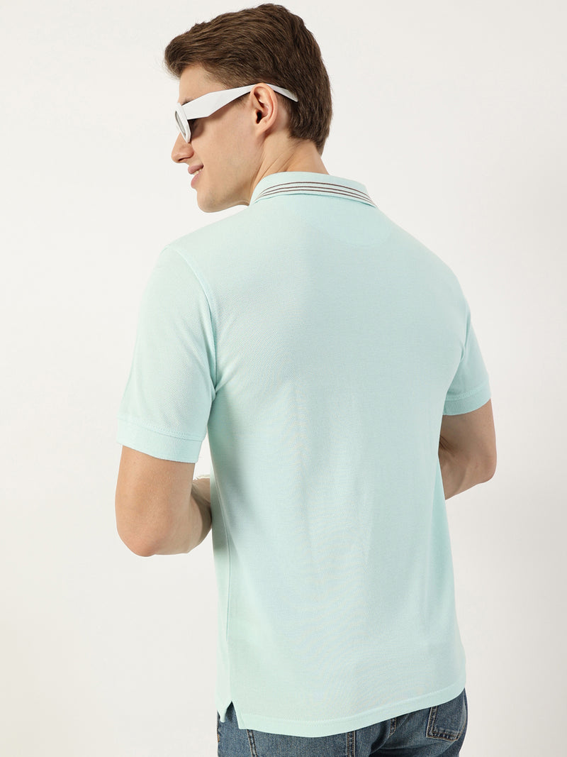 Thomas Scott Men Aqua Polo Collar T-shirt