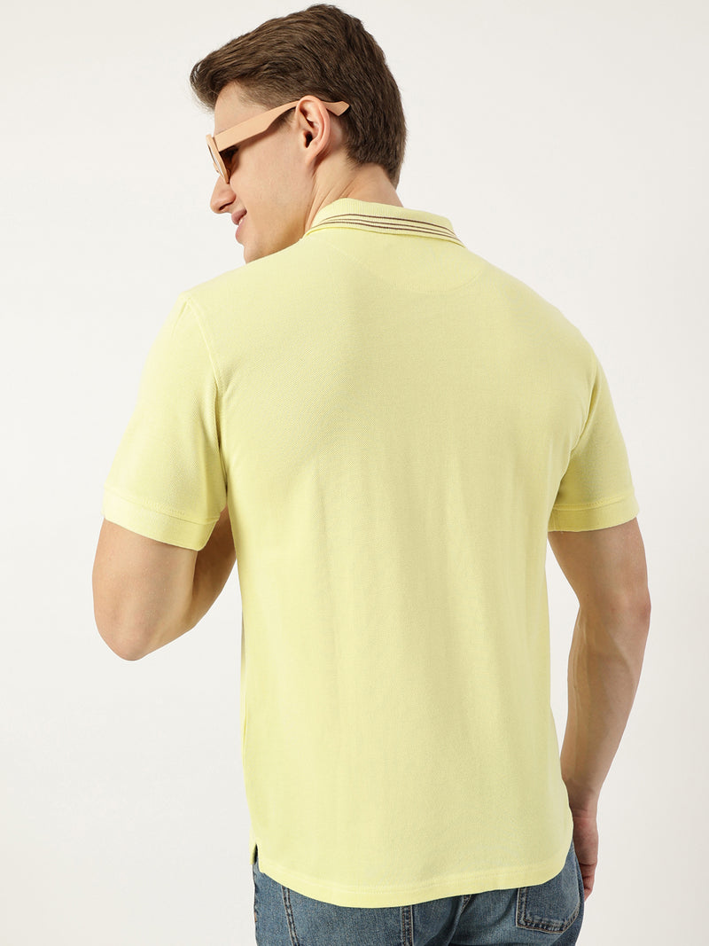 Thomas Scott Men Light Yellow Polo Collar T-shirt