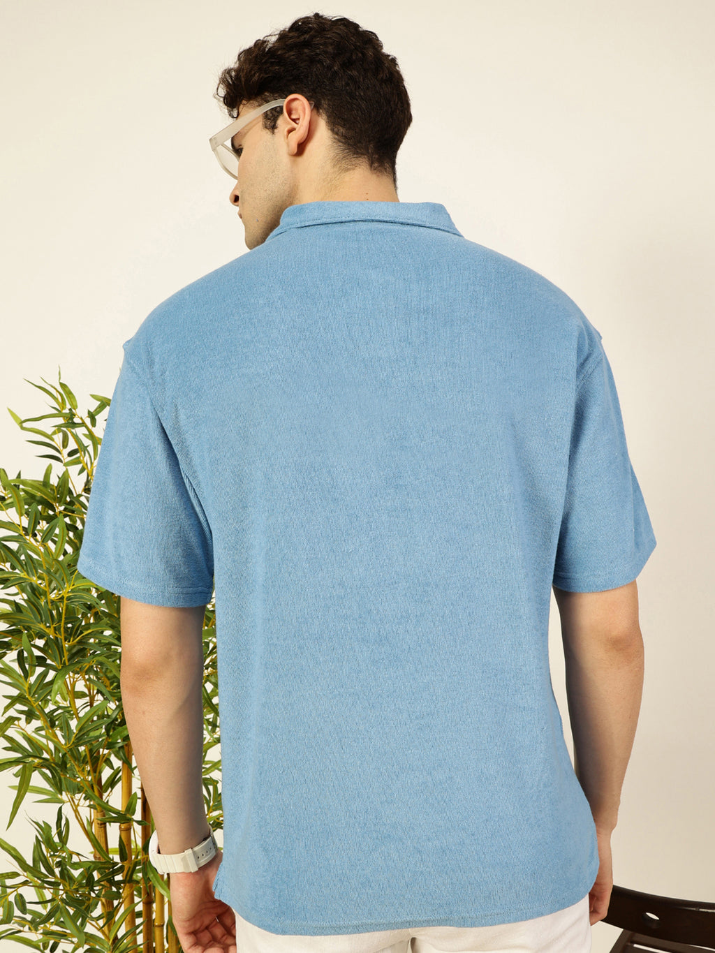 Thomas Scott Men Blue Solid Polo Collar Cotton Relaxed Fit T-Shirt