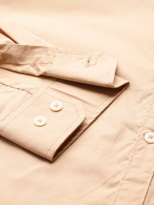 Thomas Scott Men Beige Plus Size Premium Casual Shirt