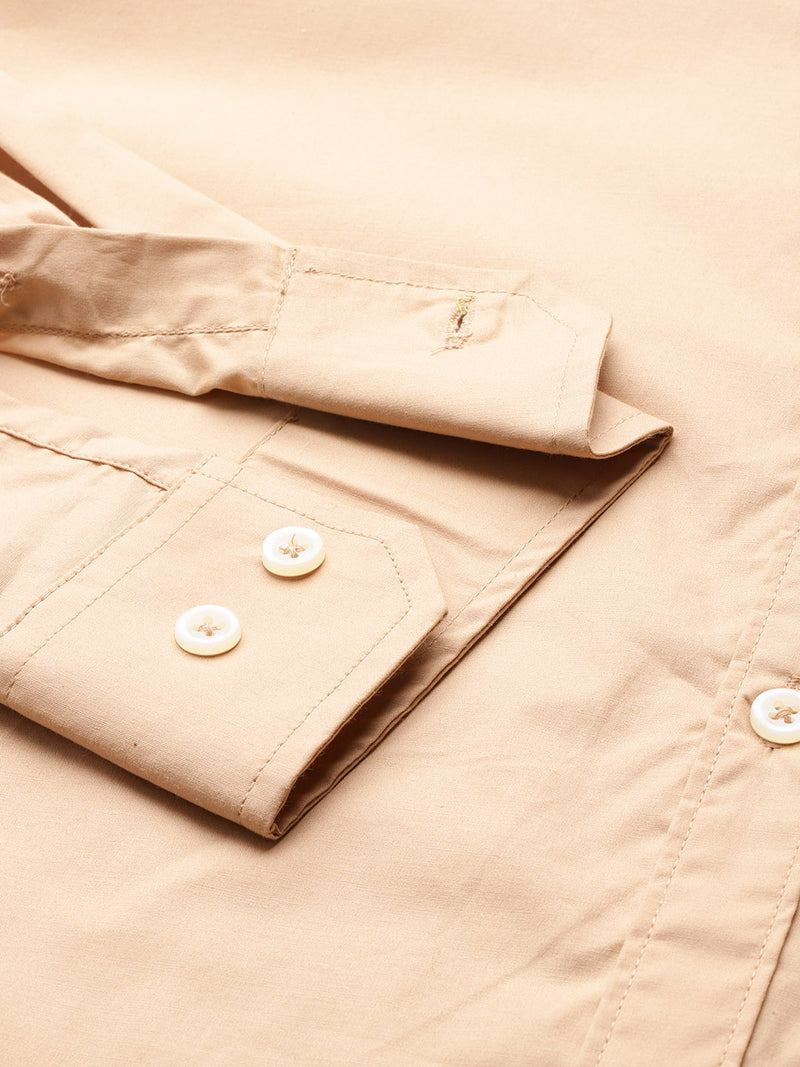 Thomas Scott Men Beige Plus Size Premium Casual Shirt