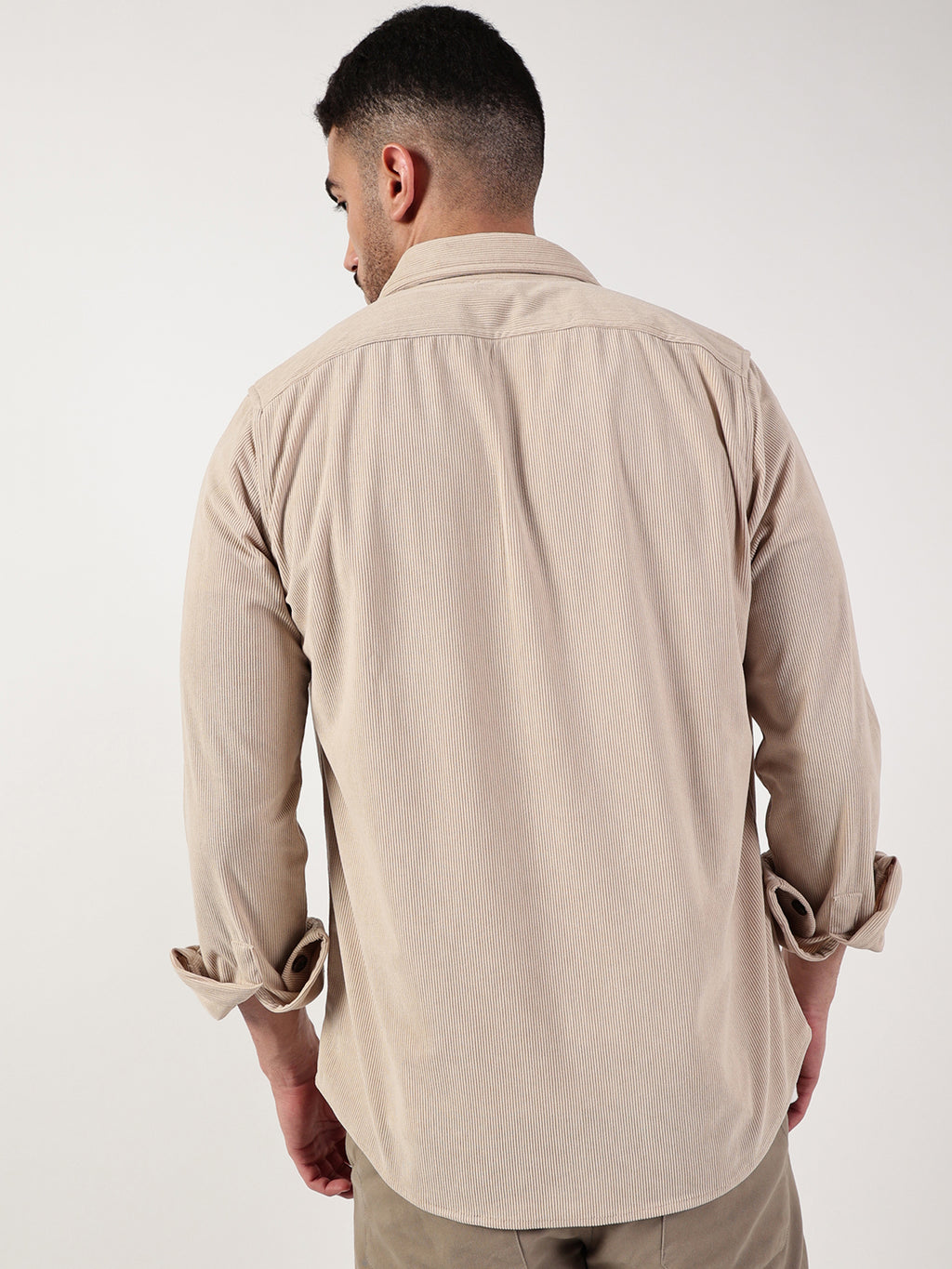 Thomas Scott Men Beige Premium Spread Collar Textured Relaxed Fit Casual Shirt