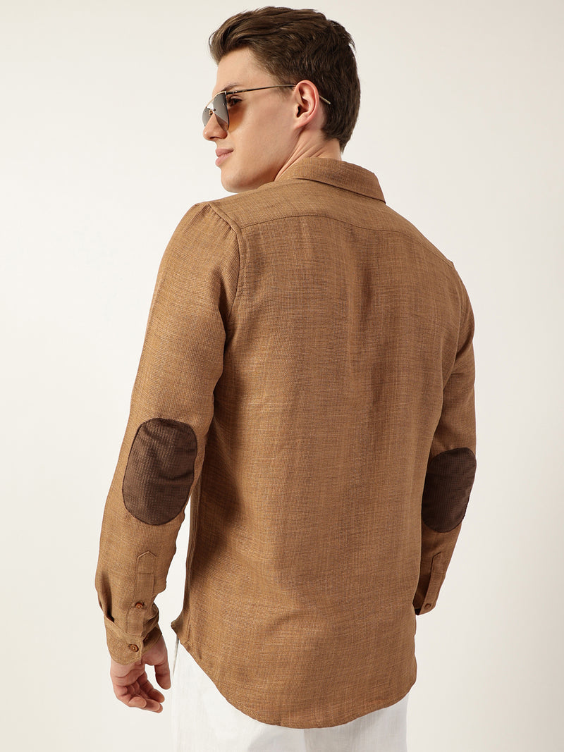 Thomas Scott Men Beige Classic Button-Down Collar Solid Slim Fit Casual Shirt