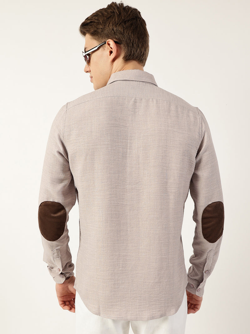 Thomas Scott Men Light Grey Classic Button-Down Collar Solid Slim Fit Casual Shirt