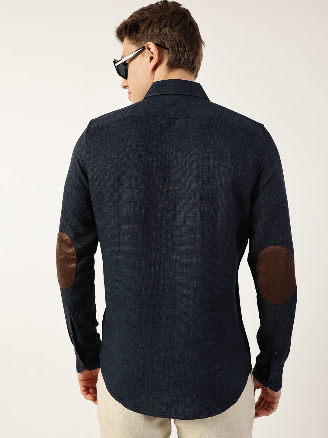 Thomas Scott Men Navy Classic Button-Down Collar Solid Slim Fit Casual Shirt