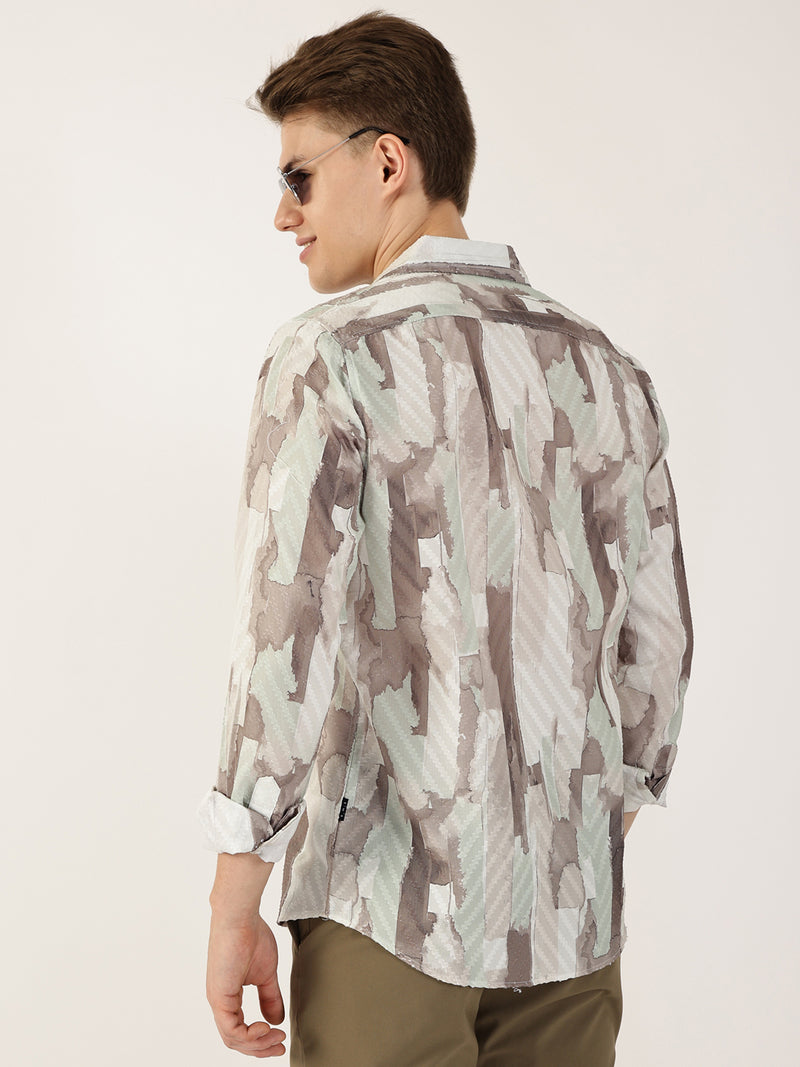 Thomas Scott Men Pista Premium Slim Fit Opaque Printed Casual Shirt